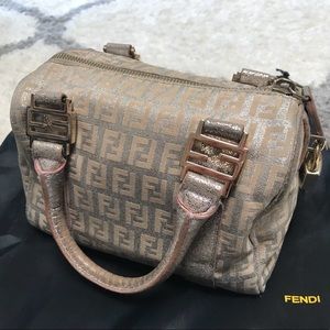 Fendi Pink Silver Gold Boston Mini Bag